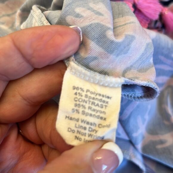 Simply Southern Naples navy pink short sleeve fringe dress Size S EUC - Picture 9 of 9